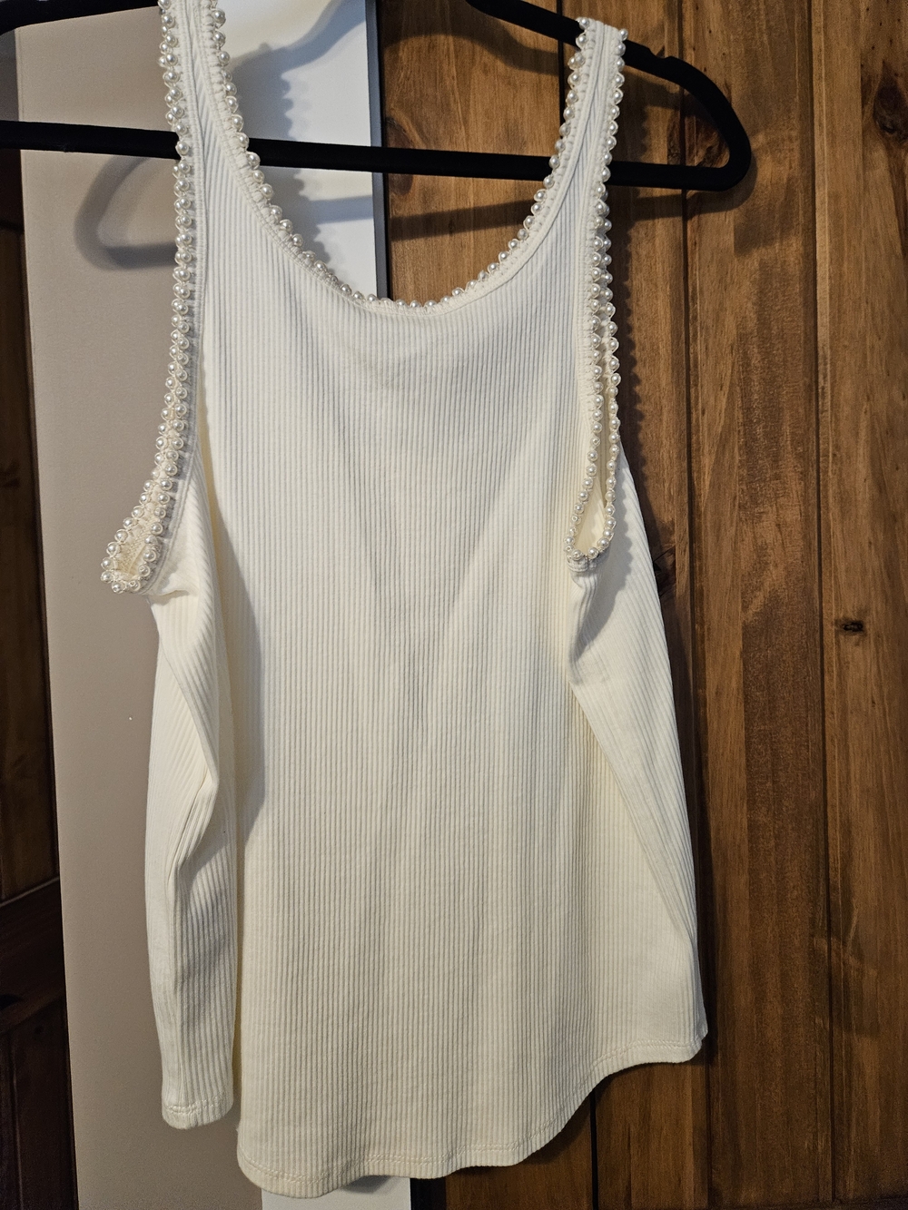 J. Crew Ivory Pearl-Trim Ribbed Tank - Picture 3 of 3